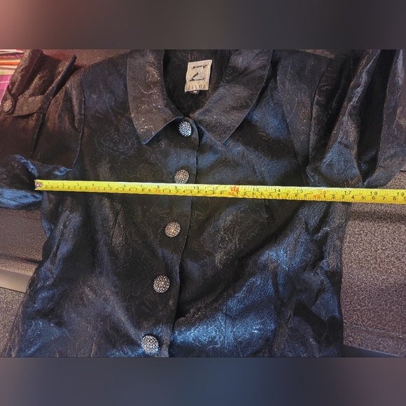 Zelda Vintage Black Blazer Steampunk Heart/Spade Design SZ 10 - Picture 10 of 13